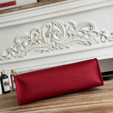 ZIP CABINE 31 BAG IN RUBY RED CANVAS AND BLACK CALFSKIN