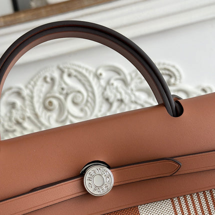 ZIP CABINE 31 BAG IN BRONZE BROWN MIX WHITE CANVAS AND CALFSKIN