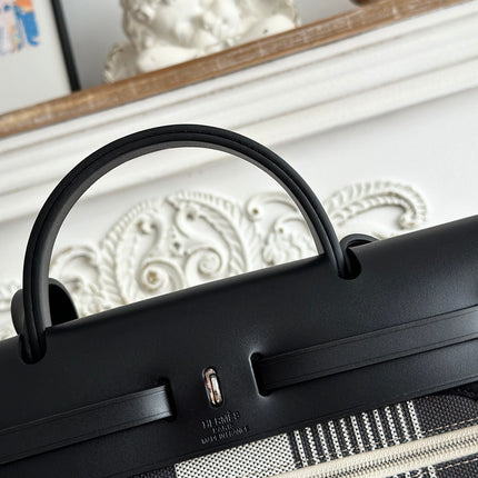 ZIP CABINE 31 BAG IN BLACK MIX WHITE CANVAS AND CALFSKIN