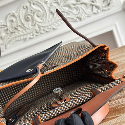 HERBAG MESSENGER 31 BAG IN DARK BROWN H VIKING CANVAS AND COWHIDE