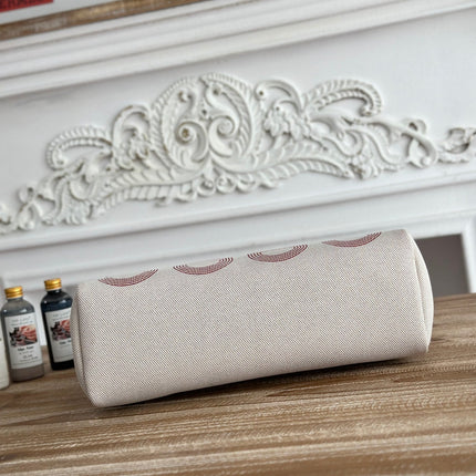 HERBAG ZIP 31 LAQUERED BAG IN OFF-WHITE MIX RED H PLUME CANVAS