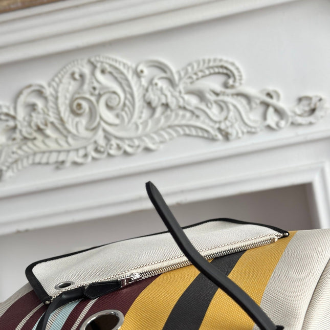 HERBAG ZIP 31 LAQUERED BAG IN BROWN MIX YELLOW H PLUME CANVAS