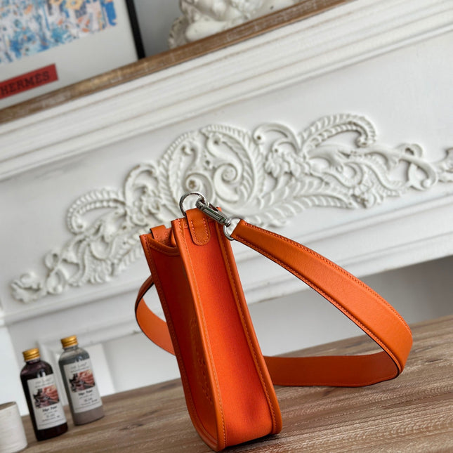 MINI NEO 17 EVELYNE BAG IN FIRE ORANGE CANVAS AND CALFSKIN