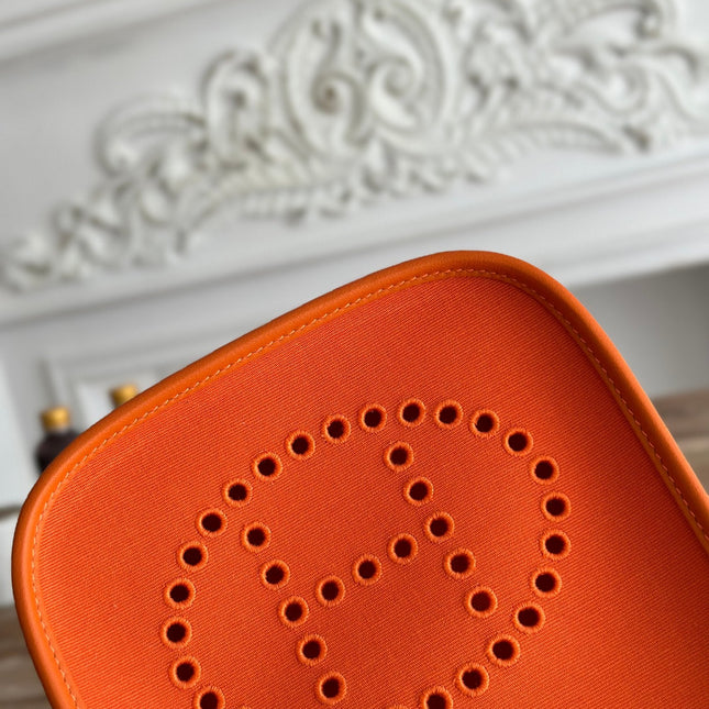 MINI NEO 17 EVELYNE BAG IN FIRE ORANGE CANVAS AND CALFSKIN