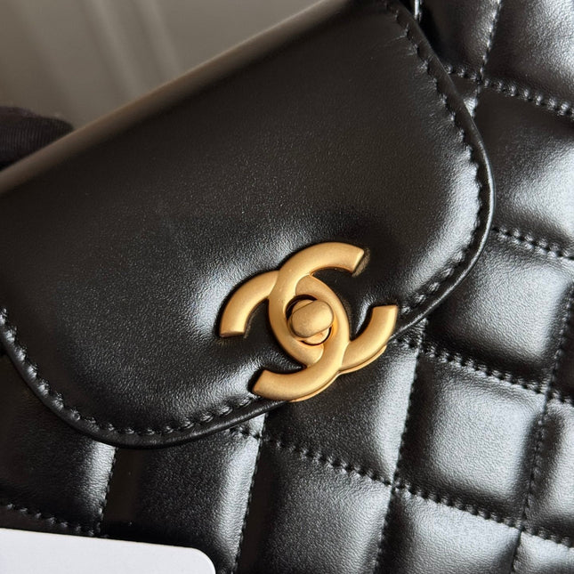 KELLY SHOPPING BAG 19 IN BLACK CALFSKIN GOLD HARDWARE