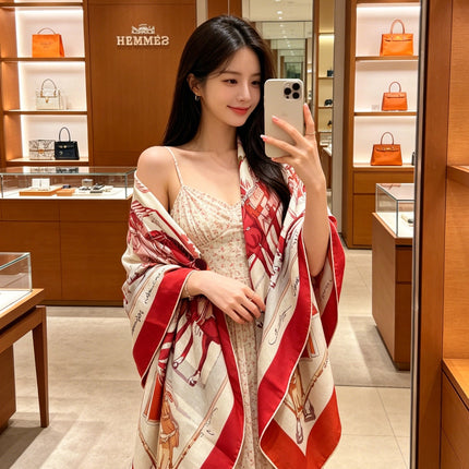 HERMES 26S SCARF 140 IN CASHMERE AND SILK 305962