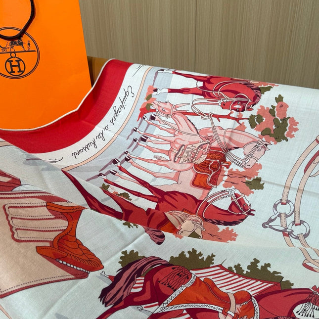 HERMES 26S SCARF 140 IN CASHMERE AND SILK 305962