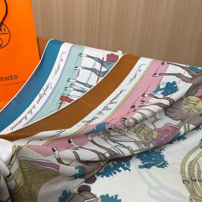 HERMES 26S SCARF 140 IN CASHMERE AND SILK 305963