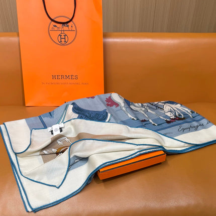 HERMES 26S SCARF 140 IN CASHMERE AND SILK 305967