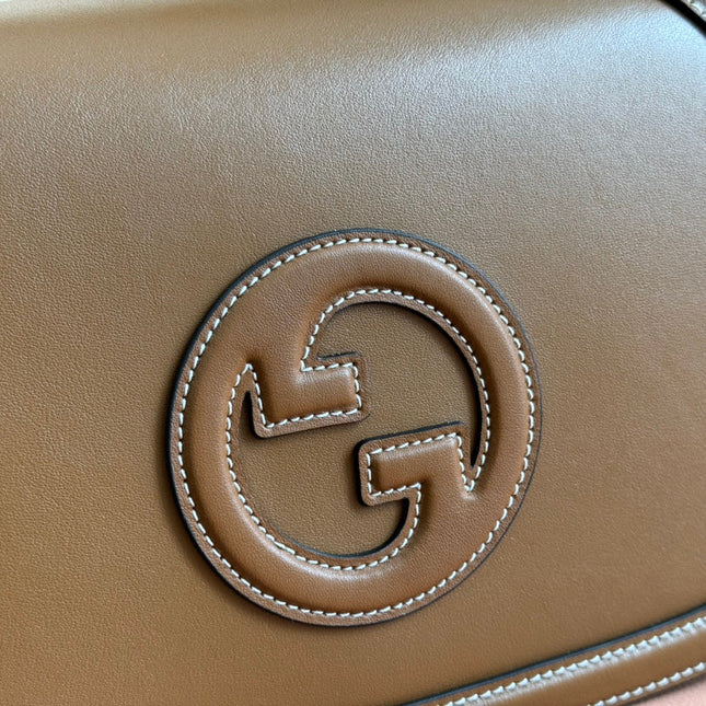 BLONDIE LARGE TOP HANDLE BAG 32 IN BROWN CALFSKIN