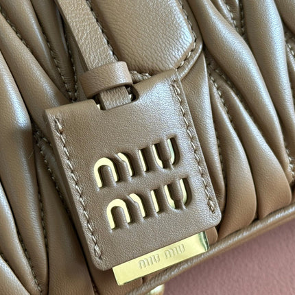 ARCADIE MATELASSÉ BAG 27 IN SEPIA BROWN CALFSKIN GOLD HARDWARE