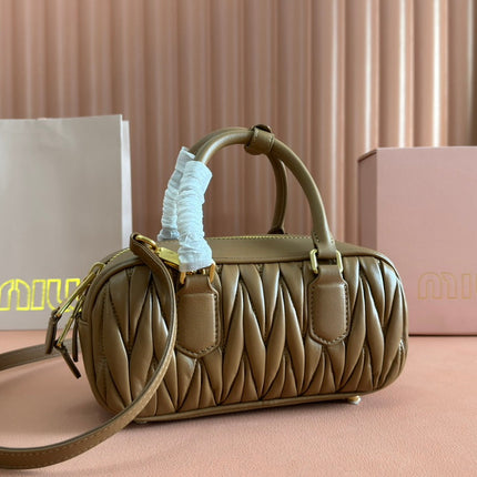 ARCADIE MATELASSÉ BAG 22 IN TAWNY BROWN GLOSSY LAMBSKIN