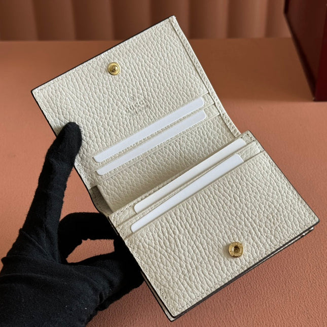 MARMONT BI-COLOUR CARD CASE WALLET 11 IN BEIGE EBONY GG CANVAS WHITE CALFSKIN