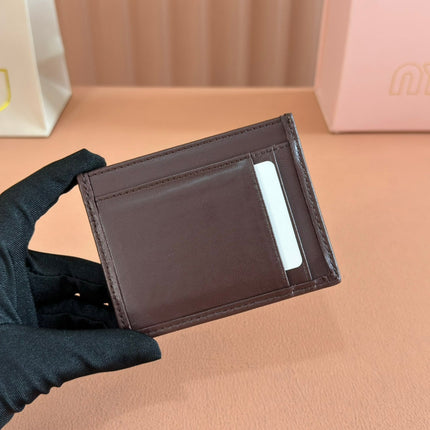 MATELASSÉ NAPPA LEATHER CARD HOLDER DARK BROWN