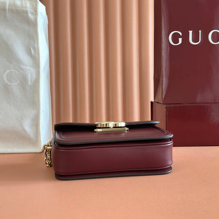 GUCCI 26S SHOULDER BAG 21 IN DARK RED CALFSKIN