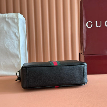 GUCCI 25S OPHIDIA CROSSBODY BAG 28 IN BLACK CALFSKIN