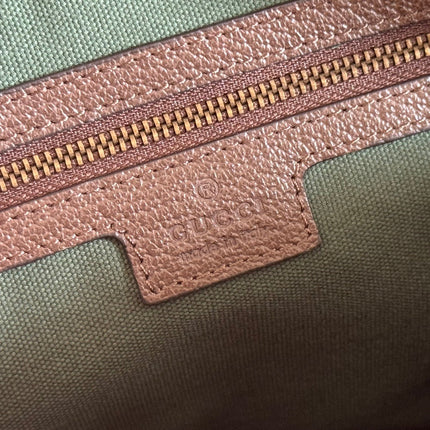 GUCCI 26S OPHIDIA CROSSBODY BAG 24 IN BROWN AND DARK BEIGE CANVAS