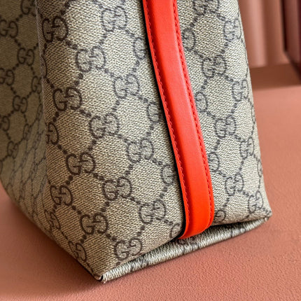 GUCCI 25S EMBLEM MINI BAG 19 IN BEIGE AND BLACK CALFSKIN