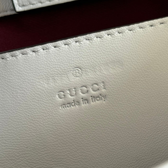 GUCCI 25S SMALL TOTE BAG 29 CM IN WHITE CALFSKIN WITH GOLD HARDWARE
