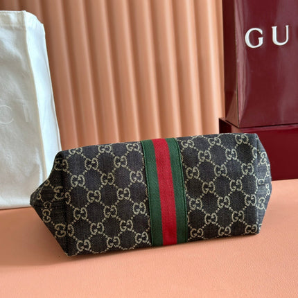GUCCI GIGLIO TOTE BAG 25 CM IN BLACK MONOGRAM CANVAS