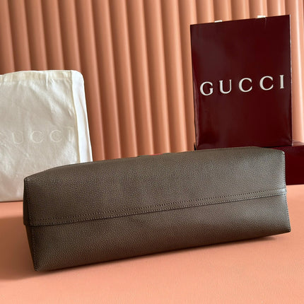GUCCI 25S TOTE BAG 44 CM IN DARK BROWN MIX BEIGE LAMBSKIN WITH GOLD HARDWARE