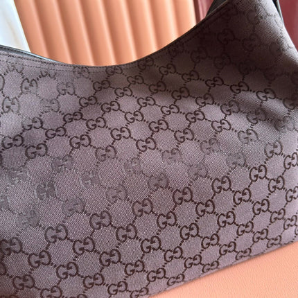 GUCCI 25S BEATRIX LARGE TOTE BAG 35 CM IN DARK CHOCOLATE BROWN CANVAS