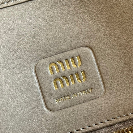 MIUMIU 26S BORSA AVENTURE BAG 44 IN DARK BEIGE LAMBSKIN GOLD HARDWARE