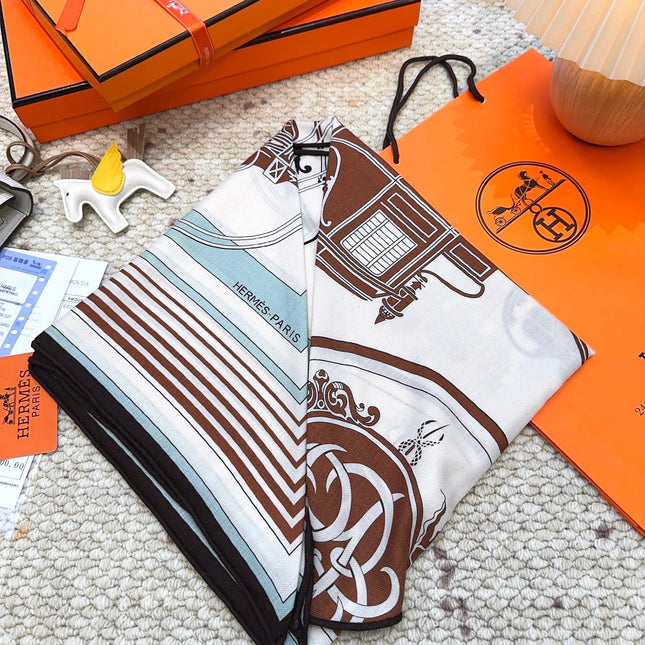HERMES 25S SCARF 140 IN CASHMERE SILK 854529