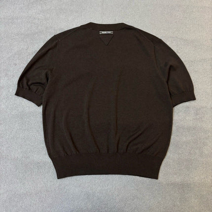 PRADA 26S SHORT-SLEEVE V-NECK SWEATER 1165