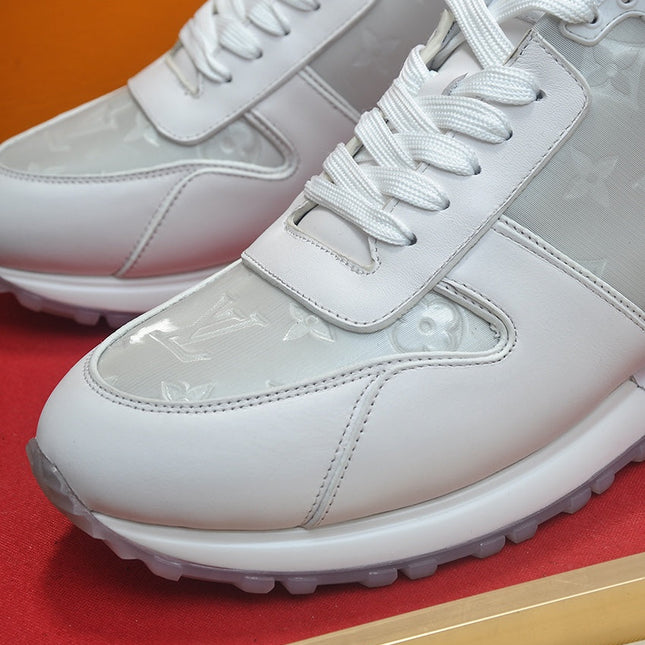 LV TRAINER SHOES IN WHITE MIX GREY EMBOSSED LAMBSKIN