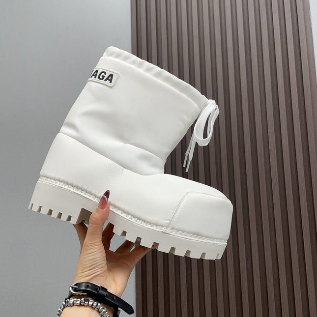 BALENCIAGA 25S ALASKA ANKLE BOOTS HIGH HEEL IN WHITE FABRIC STYLE 1
