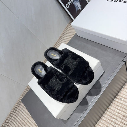 CELINE 26S HIGH-HEEL SANDALS IN BLACK PURE WOOL