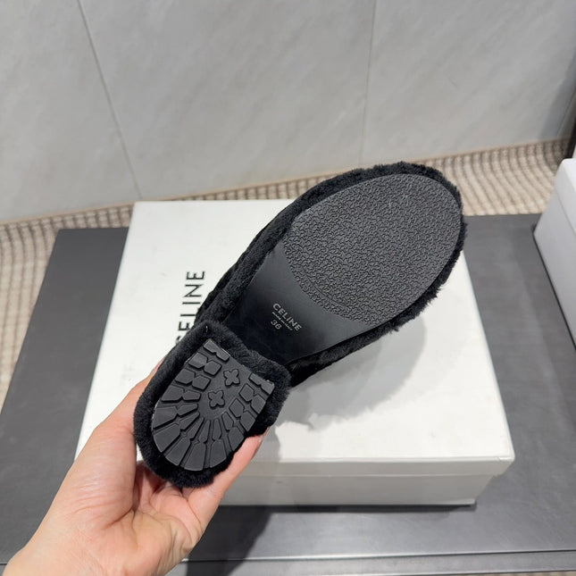 CELINE 26S HIGH-HEEL SANDALS IN BLACK PURE WOOL