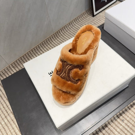 CELINE 26S HIGH-HEEL SANDALS IN BROWN PURE WOOL