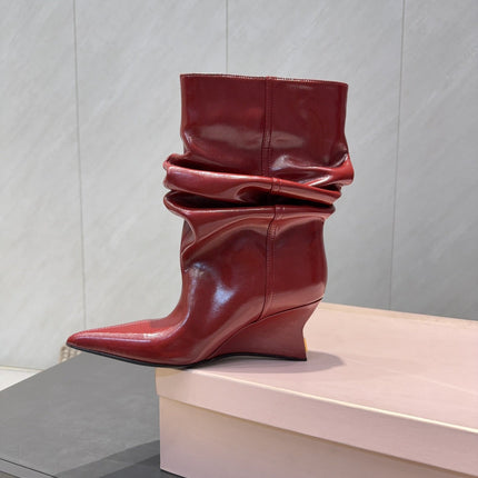 BALMAIN 26S BOOT 75 MM IN RED CALFSKIN