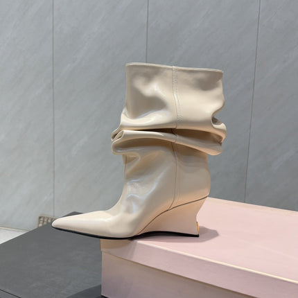 BALMAIN 26S BOOT 75 MM IN LIGHT BEIGE CALFSKIN