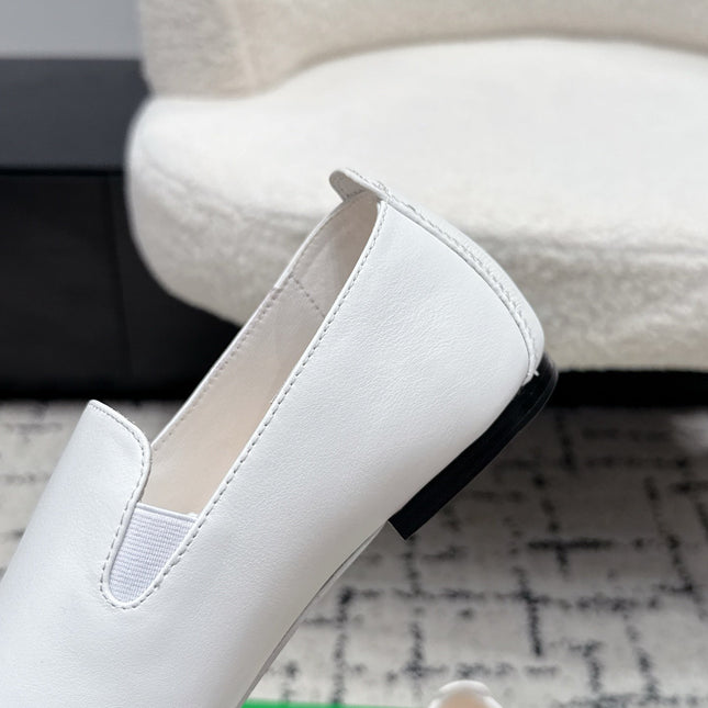 BOTTEGA VENETA 26S FLAT LOAFERS IN WHITE CALFSKIN