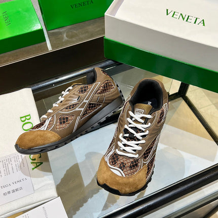 BOTTEGA VENETA 26S ORBIT SNEAKERS IN BROWN TECHNICAL MESH AND SUEDE