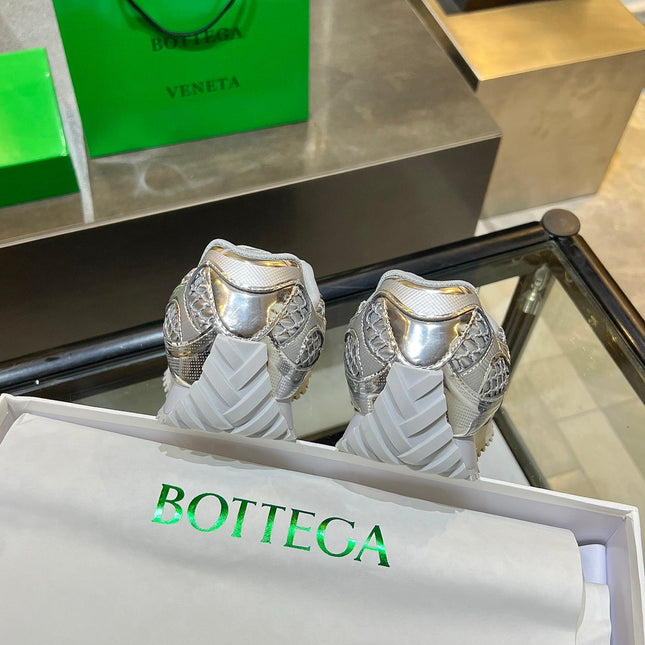 BOTTEGA VENETA 26S ORBIT SNEAKERS IN SILVER TECHNICAL MESH