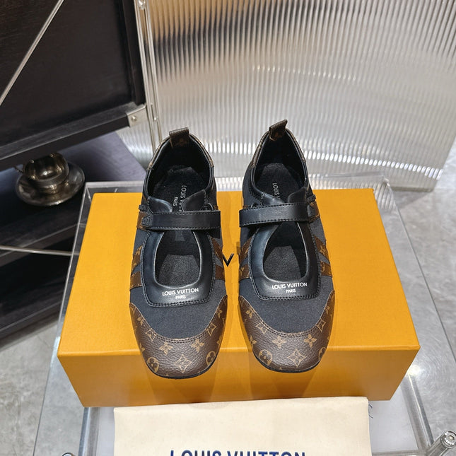 LV 26S SNEAKERINA MARY JANE IN BLACK AND DARK BROWN CALFSKIN