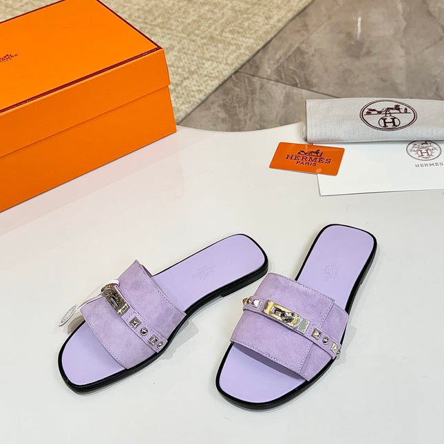 HM 26S GIULIA SANDAL IN LIGHT PURPLE SUEDE AND CALFSKIN SILVER HARDWARE