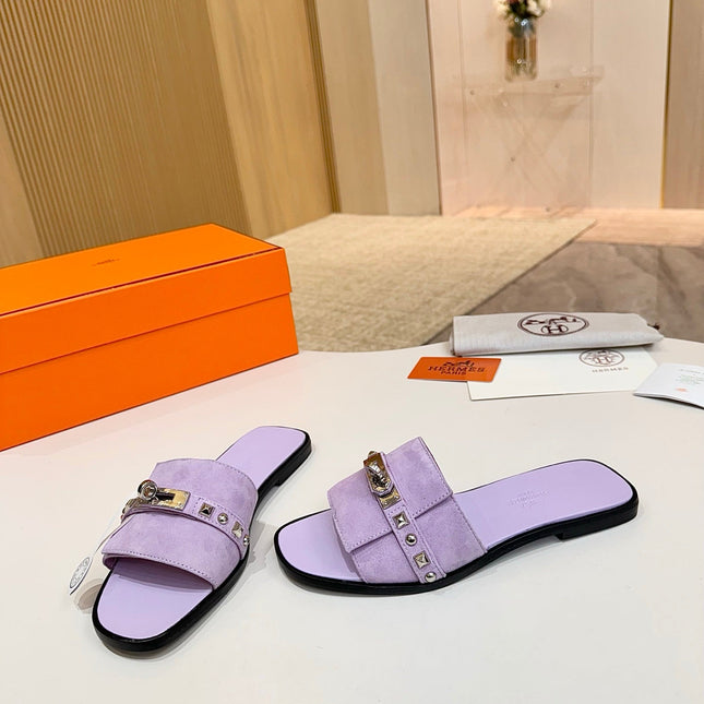 HM 26S GIULIA SANDAL IN LIGHT PURPLE SUEDE AND CALFSKIN SILVER HARDWARE