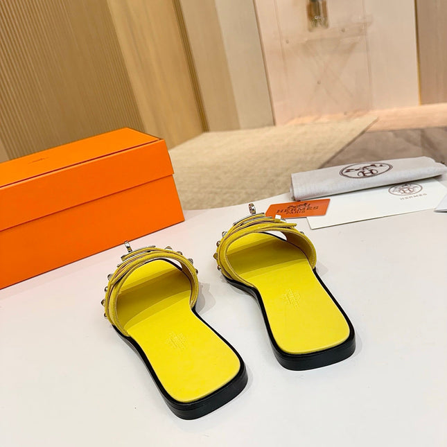 HM 26S GIULIA SANDAL IN YELLOW SUEDE AND CALFSKIN SILVER HARDWARE