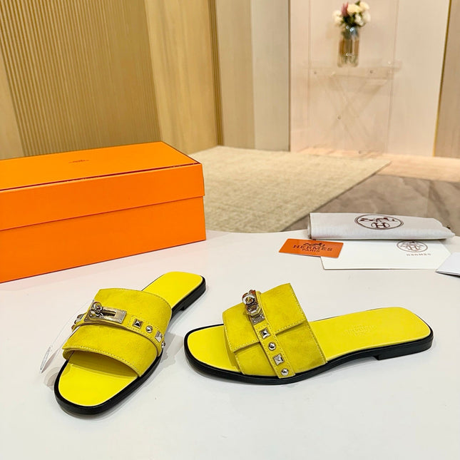 HM 26S GIULIA SANDAL IN YELLOW SUEDE AND CALFSKIN SILVER HARDWARE