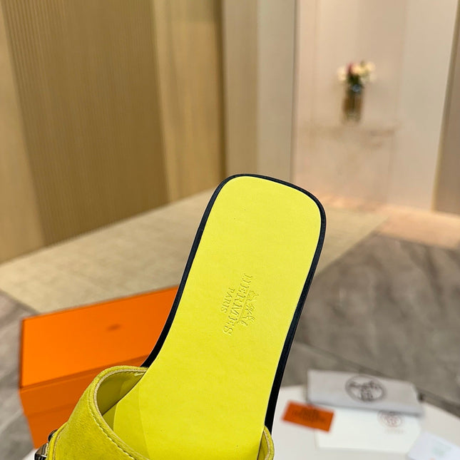 HM 26S GIULIA SANDAL IN YELLOW SUEDE AND CALFSKIN SILVER HARDWARE