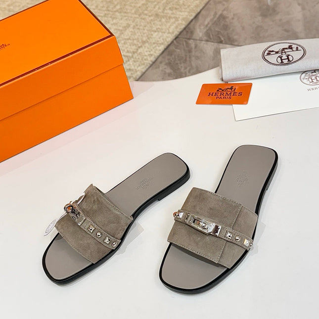 HM 26S GIULIA SANDAL IN GREY SUEDE AND CALFSKIN SILVER HARDWAREC