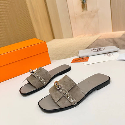 HM 26S GIULIA SANDAL IN GREY SUEDE AND CALFSKIN SILVER HARDWAREC