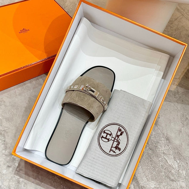 HM 26S GIULIA SANDAL IN GREY SUEDE AND CALFSKIN SILVER HARDWAREC