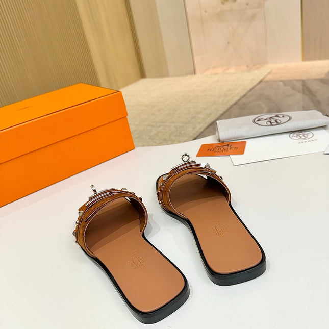 HM 26S GIULIA SANDAL IN CARAMEL BROWN SUEDE AND CALFSKIN SILVER HARDWARE