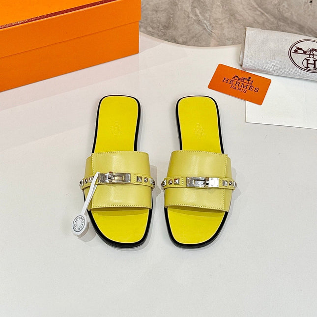 HM 26S GIULIA SANDAL IN YELLOW CALFSKIN SILVER HARDWARE